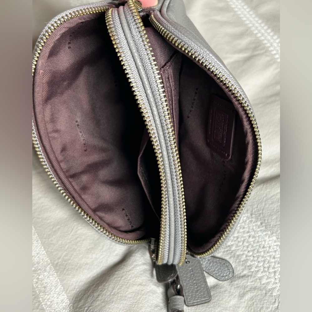 COACH Prairie Rivets Suede & Pebble Leather Crossbody/Wristlet in Heather Grey - Picture 8 of 9